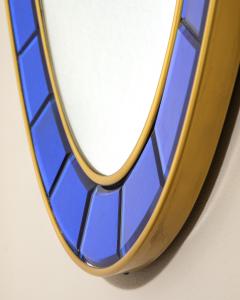  Cristal Art Cristal Arte Italian Wall Mirror by Cristal Arte Blue Glass Frame 1960s - 4706059
