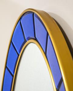  Cristal Art Cristal Arte Italian Wall Mirror by Cristal Arte Blue Glass Frame 1960s - 4706061