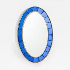 Cristal Art Cristal Arte Italian Wall Mirror by Cristal Arte Blue Glass Frame 1960s - 4707896