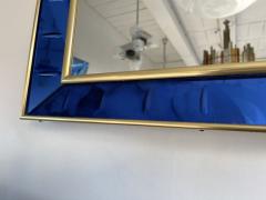  Cristal Art Mirror Blue and Brass by Cristal Art Italy 1960s - 2239931