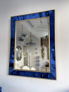  Cristal Art Mirror Blue and Brass by Cristal Art Italy 1960s - 2239932