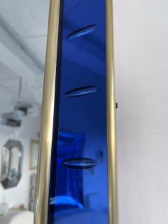  Cristal Art Mirror Blue and Brass by Cristal Art Italy 1960s - 2239936