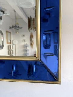  Cristal Art Mirror Blue and Brass by Cristal Art Italy 1960s - 2239937