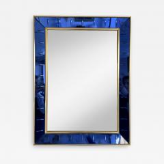  Cristal Art Mirror Blue and Brass by Cristal Art Italy 1960s - 2240916