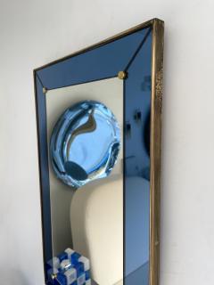  Cristal Art Mirror Blue and Brass by Cristal Art Italy 1960s - 2301681