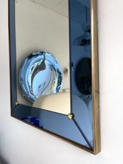  Cristal Art Mirror Blue and Brass by Cristal Art Italy 1960s - 2301683