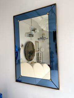  Cristal Art Mirror Blue and Brass by Cristal Art Italy 1960s - 2301685