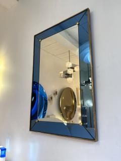  Cristal Art Mirror Blue and Brass by Cristal Art Italy 1960s - 2301687