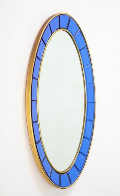  Cristal Art Rare Pair of Oval Blue Hand Cut Beveled Glass Mirrors by Cristal Art - 3411003