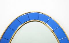  Cristal Art Rare Pair of Oval Blue Hand Cut Beveled Glass Mirrors by Cristal Art - 3411004