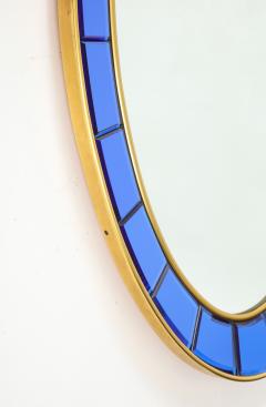  Cristal Art Rare Pair of Oval Blue Hand Cut Beveled Glass Mirrors by Cristal Art - 3411008