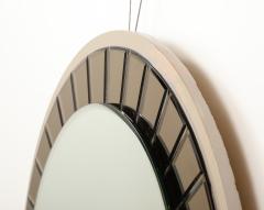  Cristal Arte Cristal Arte Faceted Crystal Grey Glass Circular Mirror circa 1960 - 3927721