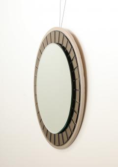  Cristal Arte Cristal Arte Faceted Crystal Grey Glass Circular Mirror circa 1960 - 3927723