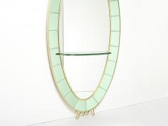  Cristal Arte Cristal Arte Oval shaped Italian brass green crystal mirror 1950s - 2587385