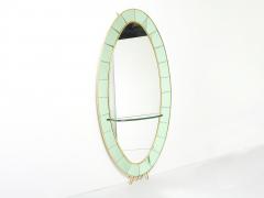  Cristal Arte Cristal Arte Oval shaped Italian brass green crystal mirror 1950s - 2587388