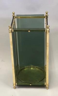  Cristal Arte Italian Modern Neoclassical Brass Green Glass Umbrella Stand by Fontana Arte - 4112068