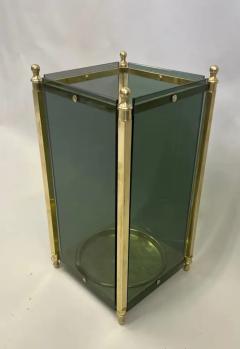  Cristal Arte Italian Modern Neoclassical Brass Green Glass Umbrella Stand by Fontana Arte - 4112078
