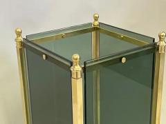  Cristal Arte Italian Modern Neoclassical Brass Green Glass Umbrella Stand by Fontana Arte - 4112095