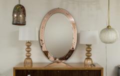  Cristal Arte Large Italian Mid Century Oval Etched Mirror By Cristale Arte - 3282362