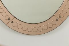  Cristal Arte Large Italian Mid Century Oval Etched Mirror By Cristale Arte - 3282372