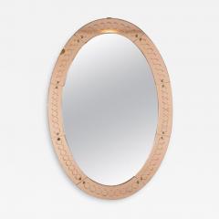  Cristal Arte Large Italian Mid Century Oval Etched Mirror By Cristale Arte - 3283587