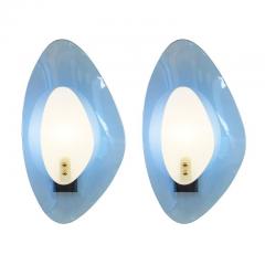  Cristal Arte Pair of Blue Glass Sconces by Cristal Arte Italy 1960s - 2569190