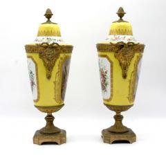  Cristalleries De Sevres Bronze Mounted Porcelain Pair Covered Urns - 2714438