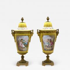  Cristalleries De Sevres Bronze Mounted Porcelain Pair Covered Urns - 2721165