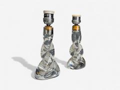  Cristalleries De Sevres Sevres French Modern Glass Brass Small Table Lamps France 1960s - 4220983