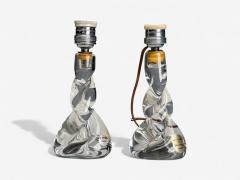  Cristalleries De Sevres Sevres French Modern Glass Brass Small Table Lamps France 1960s - 4220987