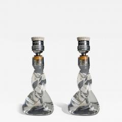  Cristalleries De Sevres Sevres French Modern Glass Brass Small Table Lamps France 1960s - 4225642