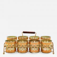  Culver Ltd 22 Karat Gold Moroccan Themed Rocks Glasses with Carrying Tray circa 1965 - 1972955
