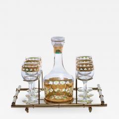  Culver Ltd Mid Century Modern 22 Karat Gold Moroccan Decanter and Wine Glasses Set - 1972975