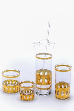  Culver Ltd Mid Century Modern Gold Plated Barware Set of Glasses Mixer by Culver c 1965 - 2165609