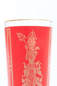  Culver Ltd Thai Princess Hollywood Regency Printed 22 Karat Gold High Ball Glasses - 1976747