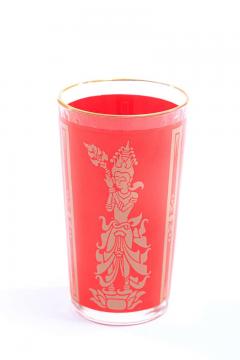  Culver Ltd Thai Princess Hollywood Regency Printed 22 Karat Gold High Ball Glasses - 1976748