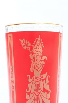  Culver Ltd Thai Princess Hollywood Regency Printed 22 Karat Gold High Ball Glasses - 1976742
