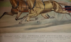  Currier and Ives 19th C Currier Ives lithograph Celebrated Trotting Team Edward Swiveller  - 2731679
