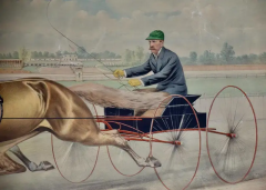  Currier and Ives 19th C Currier Ives lithograph Celebrated Trotting Team Edward Swiveller  - 2731685