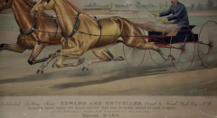  Currier and Ives 19th C Currier Ives lithograph Celebrated Trotting Team Edward Swiveller  - 2731694