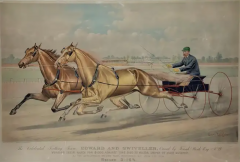  Currier and Ives 19th C Currier Ives lithograph Celebrated Trotting Team Edward Swiveller  - 2731882