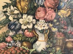  Currier and Ives ANTIQUE LANDSCAPE FRUIT AND FLOWERS EARLY BRIGHTLY COLORED PRINT - 4494489