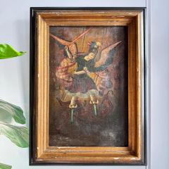  Cuzco School Peruvian Cuzco School Oil on Canvas of the Archangel Michael defeating Satan - 3975804