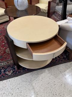  D I M DIM Decoration Interieur Moderne French Art Deco goatskin and wood side table with drawer and shelves - 4594151