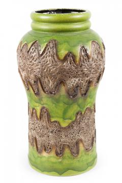  D mler Breiden Dumler and Breiden German Fat Lava Green And Pitted Brown Glazed Ceramic Vase - 4216335