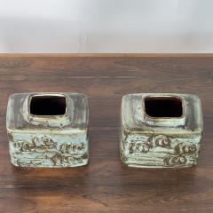  D sir e Stent j Pair of Small Glazed Ceramic Vases by D sir e Stent j - 4616181