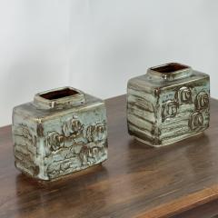  D sir e Stent j Pair of Small Glazed Ceramic Vases by D sir e Stent j - 4616182