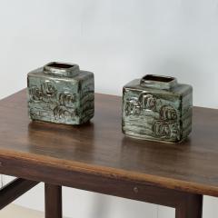  D sir e Stent j Pair of Small Glazed Ceramic Vases by D sir e Stent j - 4616184