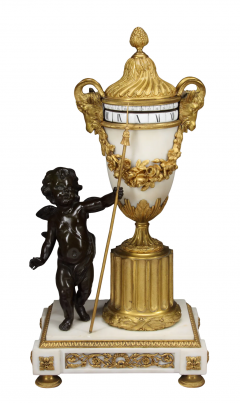  DUFAUD A RARE FRENCH LOUIS XVI STYLE ORMOLU MOUNTED ANNULAR CLOCK GARNITURE BY DUFAUD - 3566157