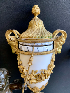  DUFAUD A RARE FRENCH LOUIS XVI STYLE ORMOLU MOUNTED ANNULAR CLOCK GARNITURE BY DUFAUD - 3566472